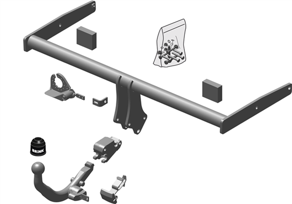 BRINK | European Diagonal Detachable Towbar | AUDI A1 8X1 8XK 2014–2018 | BR-536700