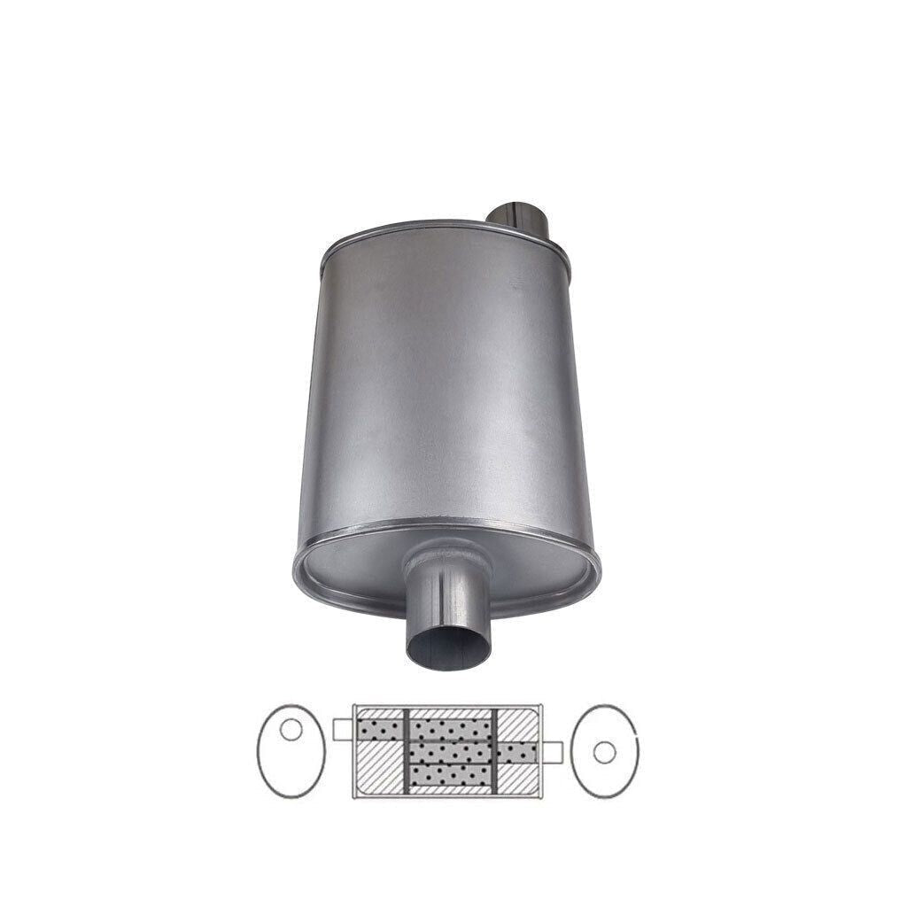 MSA Universal Muffler - 2" Inch 8" x 4" Oval 12" Long Triple Flow