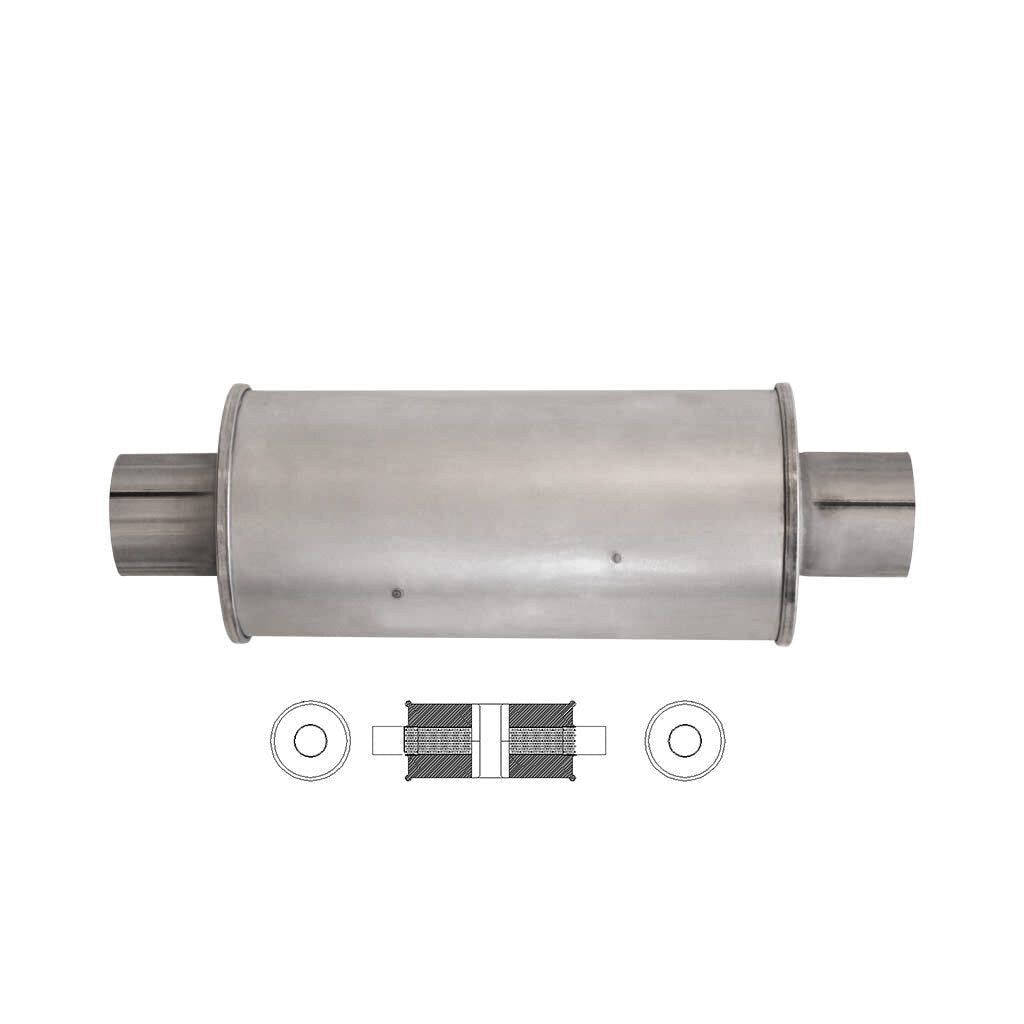 MSA Universal Muffler - 3" Inch 5" Round X 12" Long Glass Packed Chambered
