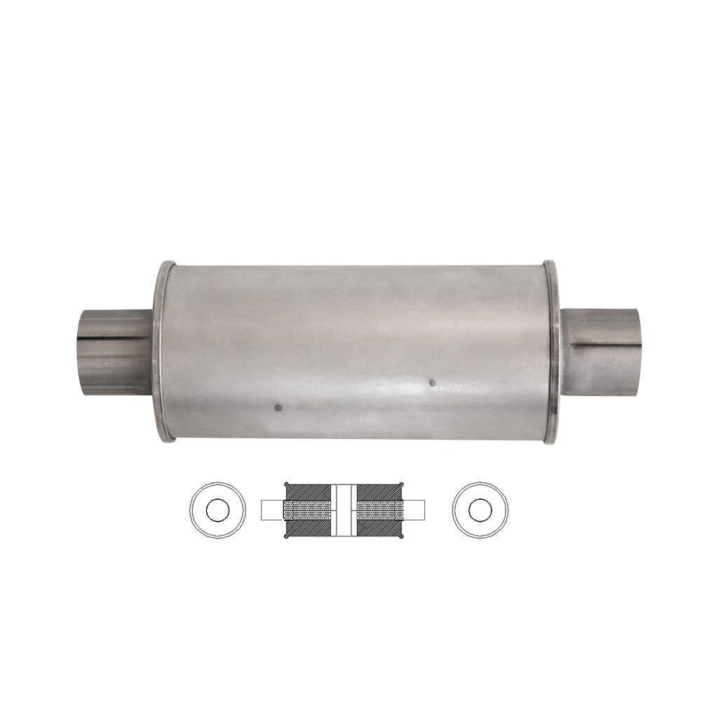 MSA Universal Muffler - 2.5" Inch 5" Round X 12" Long Glass Packed Chambered
