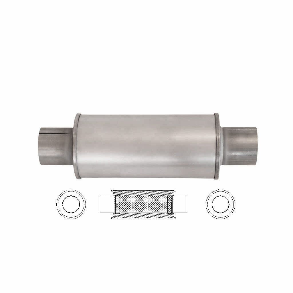 MSA Universal Muffler - 3" Inch 5" Round x 12" Long Straight Through