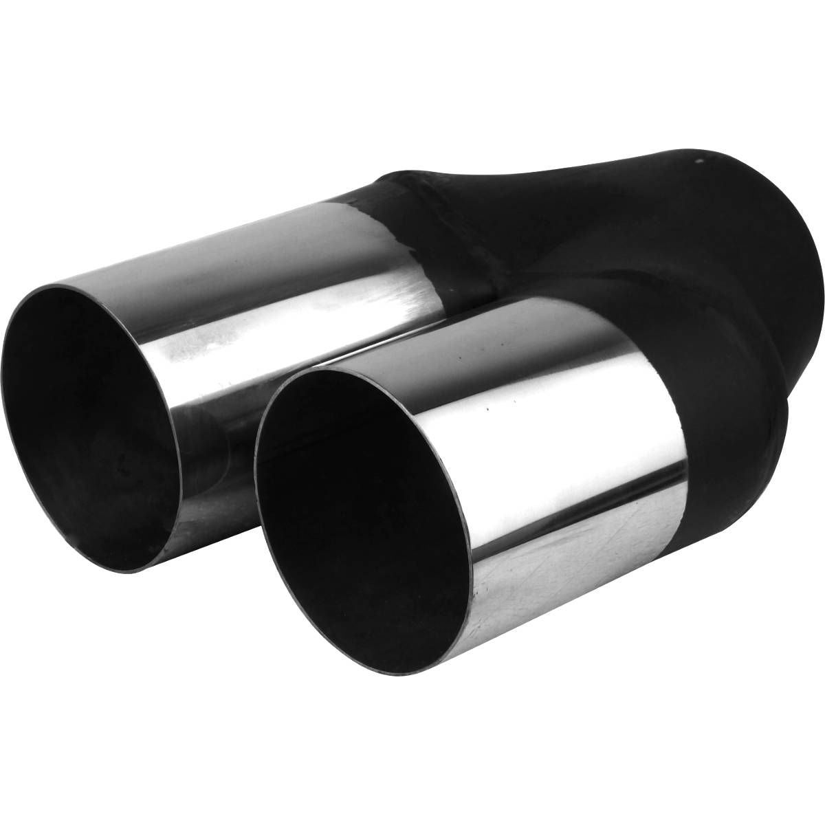Y Piece Exhaust Tip - 2 1/4" Inch (In) Dual 3" Inch (Out) Staggered Straight Cut