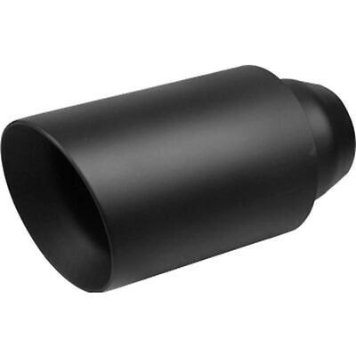 Exhaust Tip - 2 1/2" Inch (In) 3" Inch (Out) 203mm Long (Matte Black - Angle Cut - Rolled Edge)