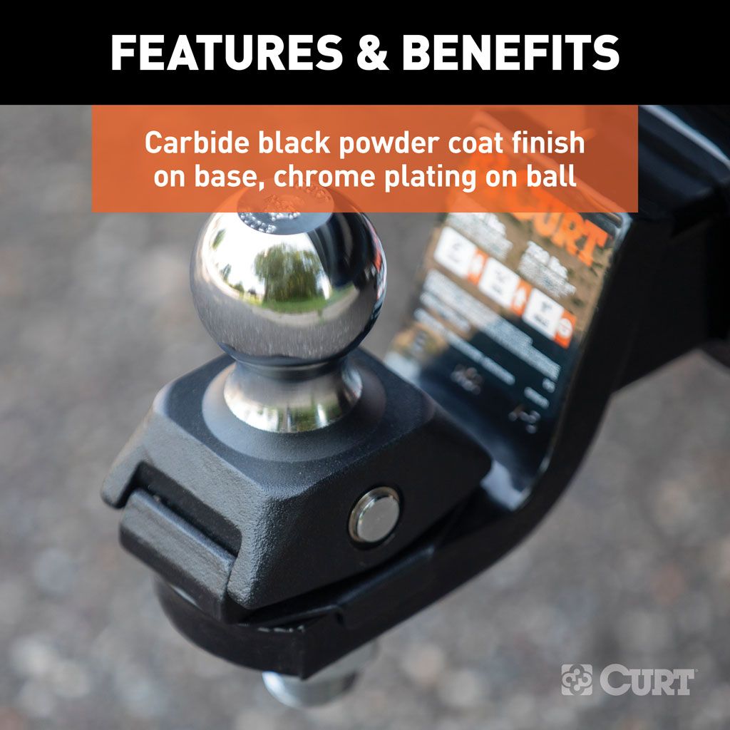 CURT | RockerBall ShockDrop 50mm Tow Ball 3.5T | Carbide Black | 40047-85