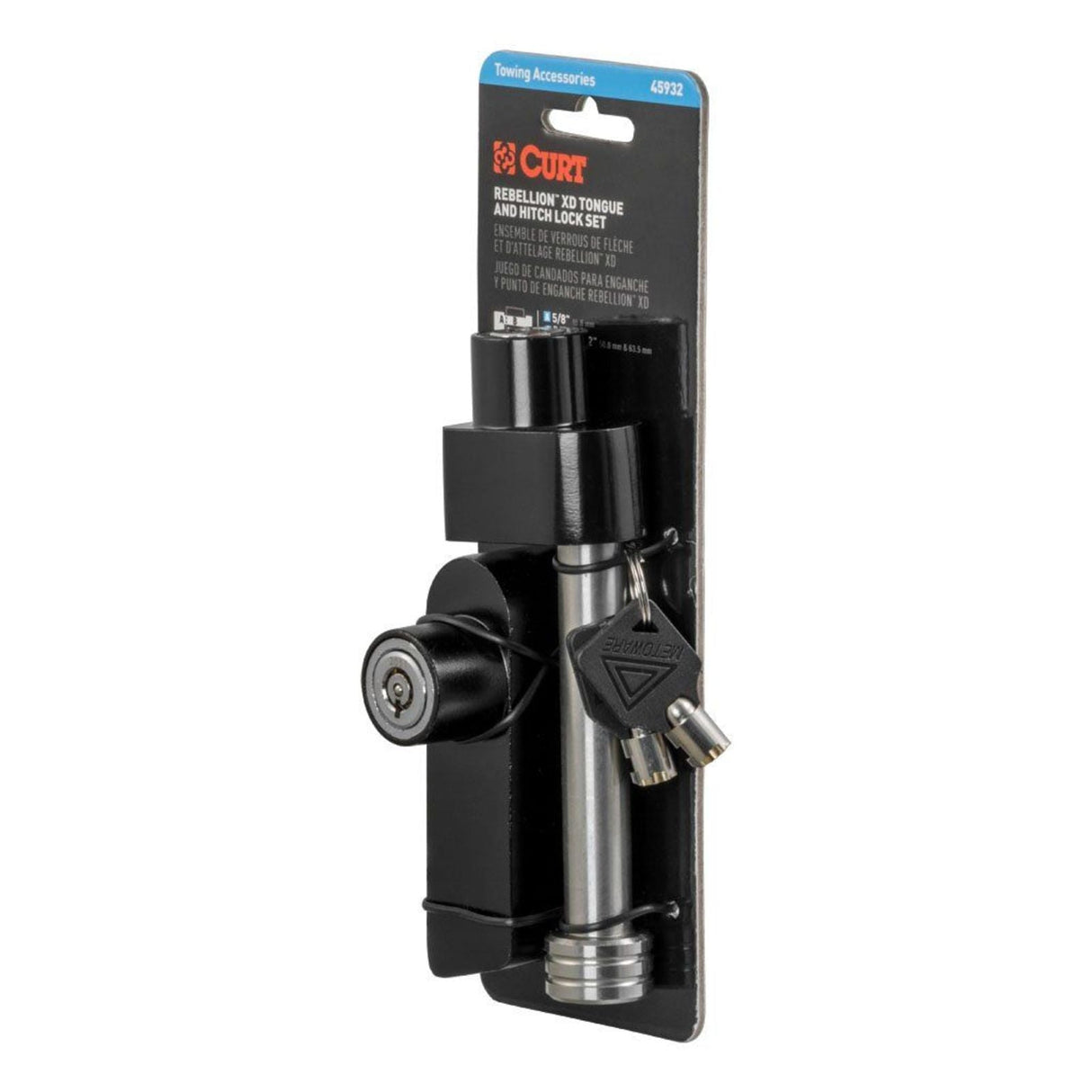 CURT | Rebellion XD Tongue And Hitch Lock Set | Keyed Alike Stainless | 45932