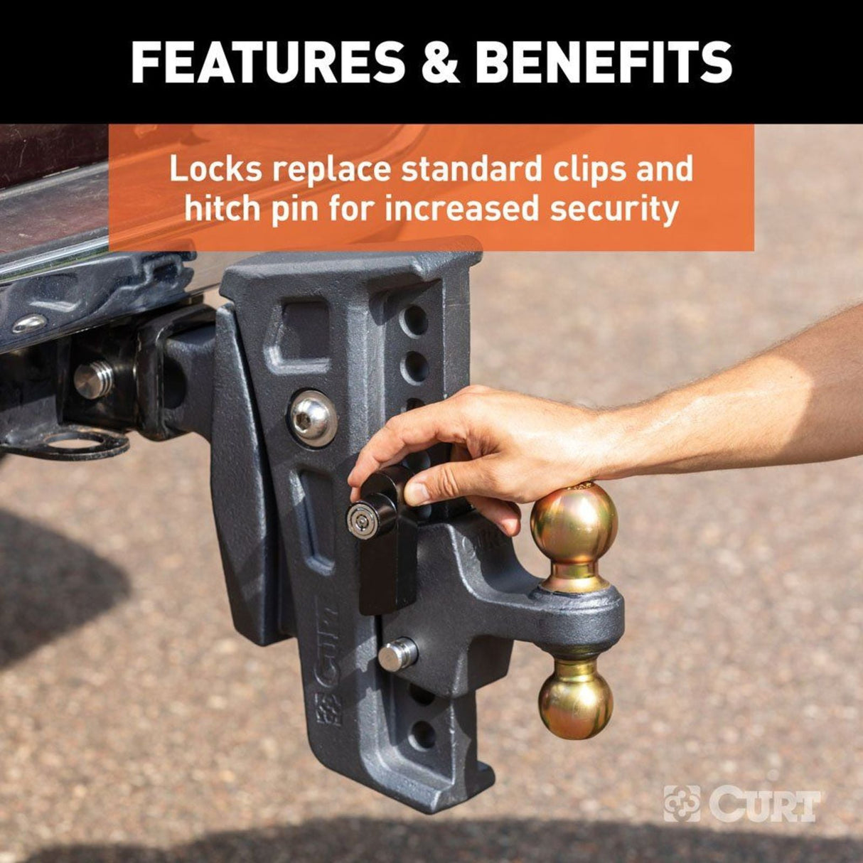 CURT | Rebellion XD Tongue And Hitch Lock Set | Keyed Alike Stainless | 45932