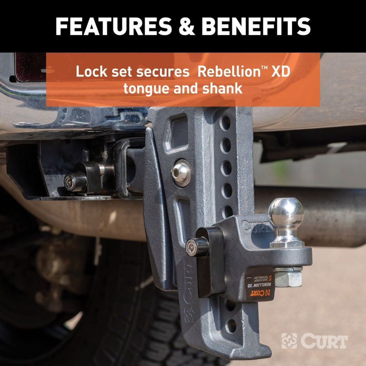 CURT | Rebellion XD Tongue And Hitch Lock Set | Keyed Alike Stainless | 45932