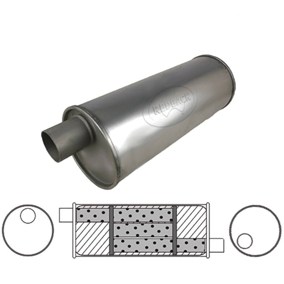 Redback - 1 3/4" Universal Muffler Offset/Offset 14"x6" Round Aluminised Steel
