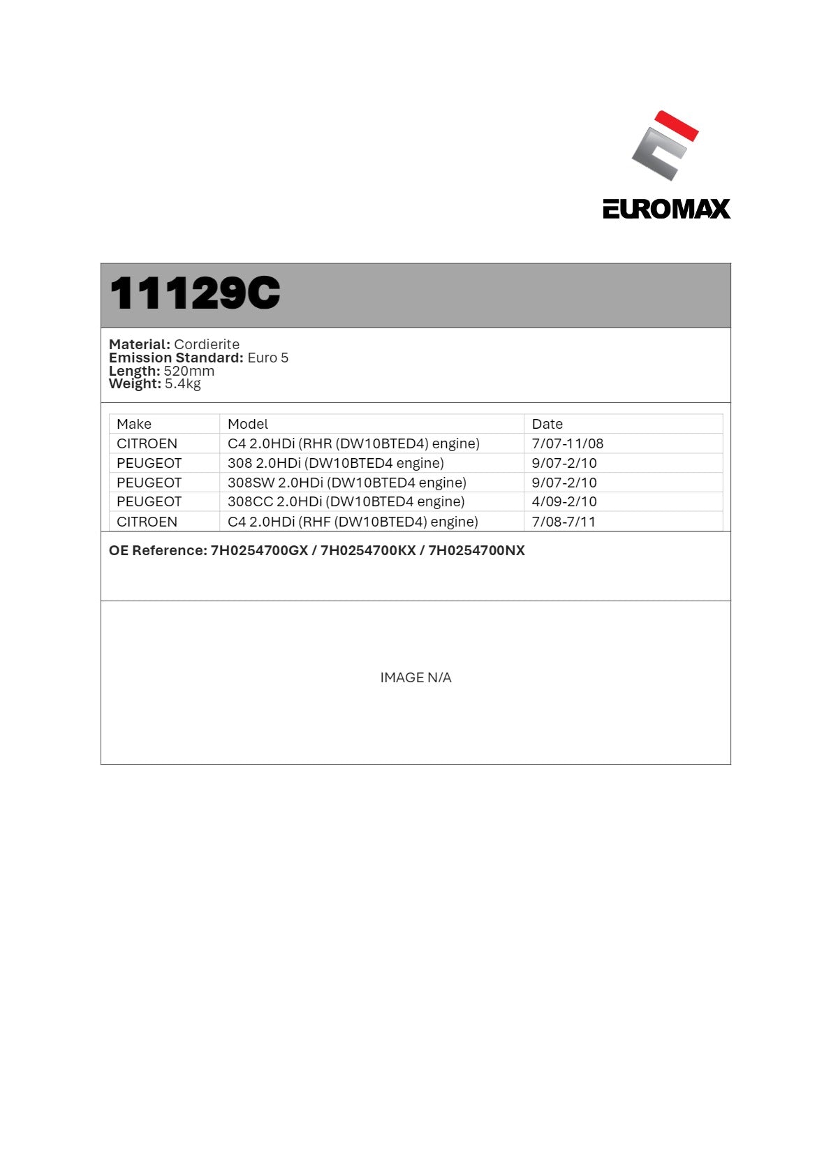 DPF/CAT Kit for Peugeot 308, 308SW, 308CC & Citroën C4 2.0L HDi DW10BTED4 (2007–2011) – Euromax Diesel Particulate Filter