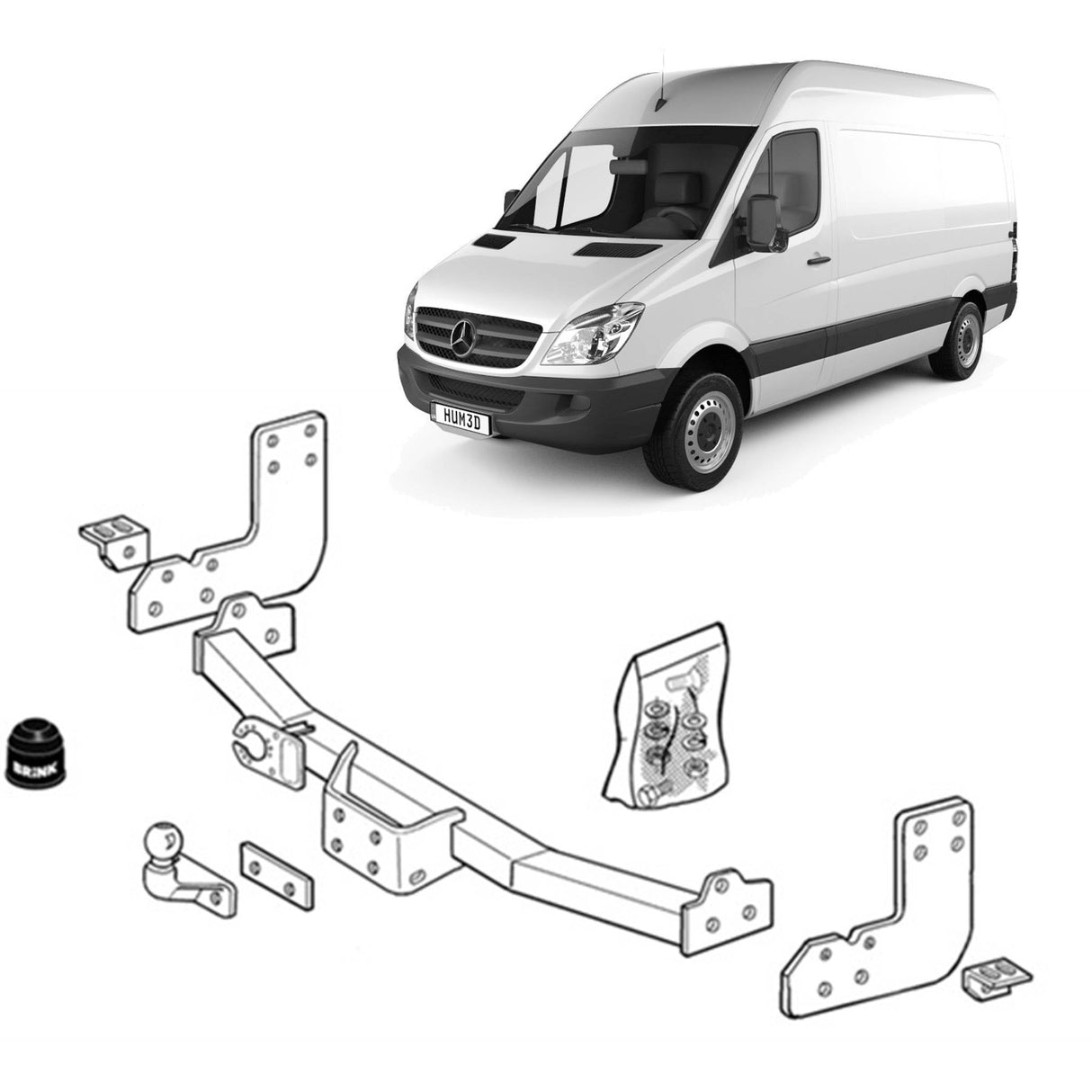 BRINK - Volkswagen LT 28-35 (1999 - 2006), Volkswagen LT35 - LT50 (1999 - 2006), Mercedes-Benz Sprinter (1996 - 2018), Sprinter 3-t (1995 - 2006), Sprinter 2-t (2000 - 2006) Towbar European