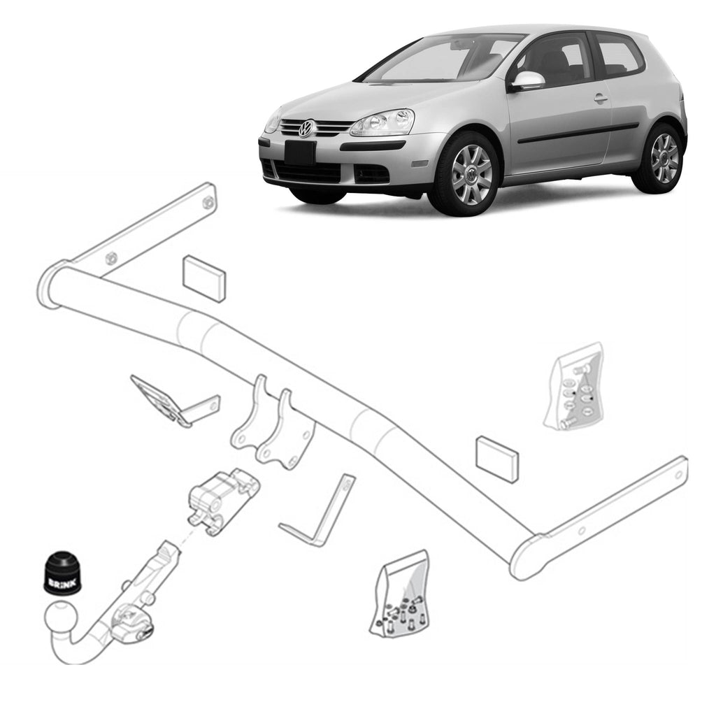 Brink | Diagonal Detachable European Towbar | Volkswagen Golf MK5 Hatchback 2003–2010 | BR-427600