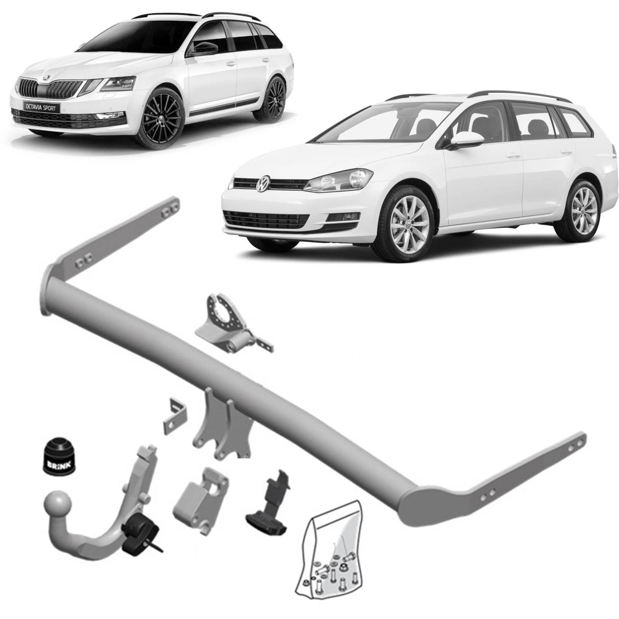 BRINK | European Detachable Towbar Kit | VW Golf Alltrack Skoda Octavia 2009–ON | BR-586600-K301