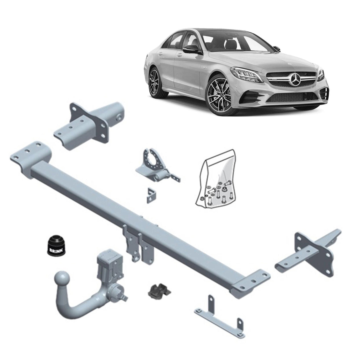 Brink | Vertical Detachable Towbar & Universal Wiring Kit | Mercedes C-Class W205/S205 (2013–2023) | BR-588300-K301