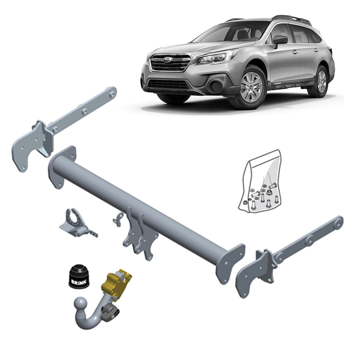 Brink | Diagonal Detachable Towbar & Universal Wiring Kit | Subaru Outback BS Series Wagon (2014–2019) | BR-597000-K301