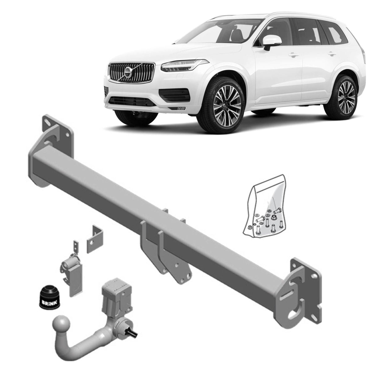 Brink | Vertical Detachable Towbar & Universal Wiring Kit | Volvo XC90 (2014 - On) | BR-605900-K301