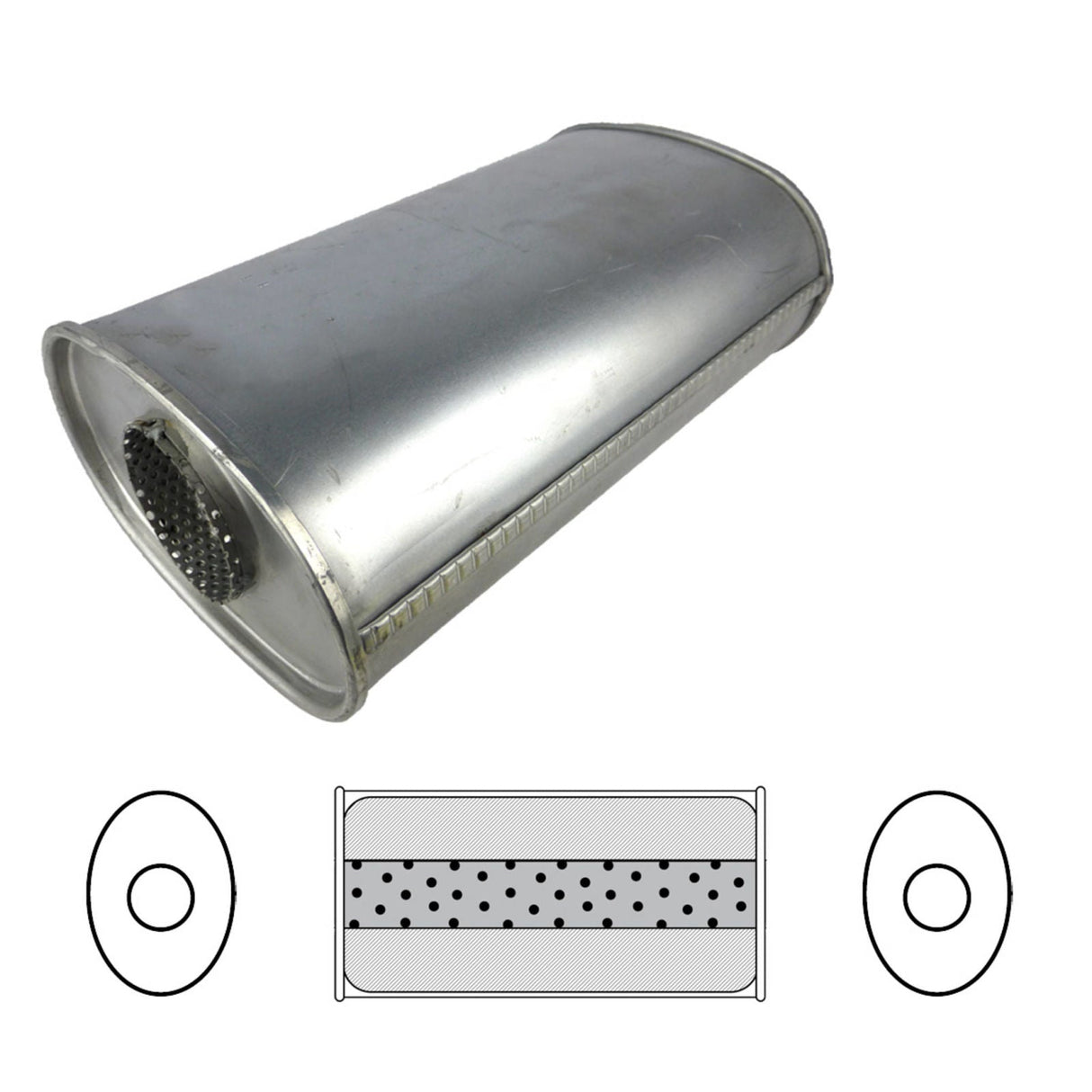 Redback - 3" Megaflow Muffler Centre/Centre 10"x8"x5" Oval Aluminised