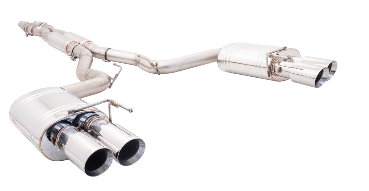 XForce | Twin 3" Cat Back Exhaust Quad 4" Tips | Ford Mustang GT FN Coupe 2018–2026 | ES-FM18-CBS
