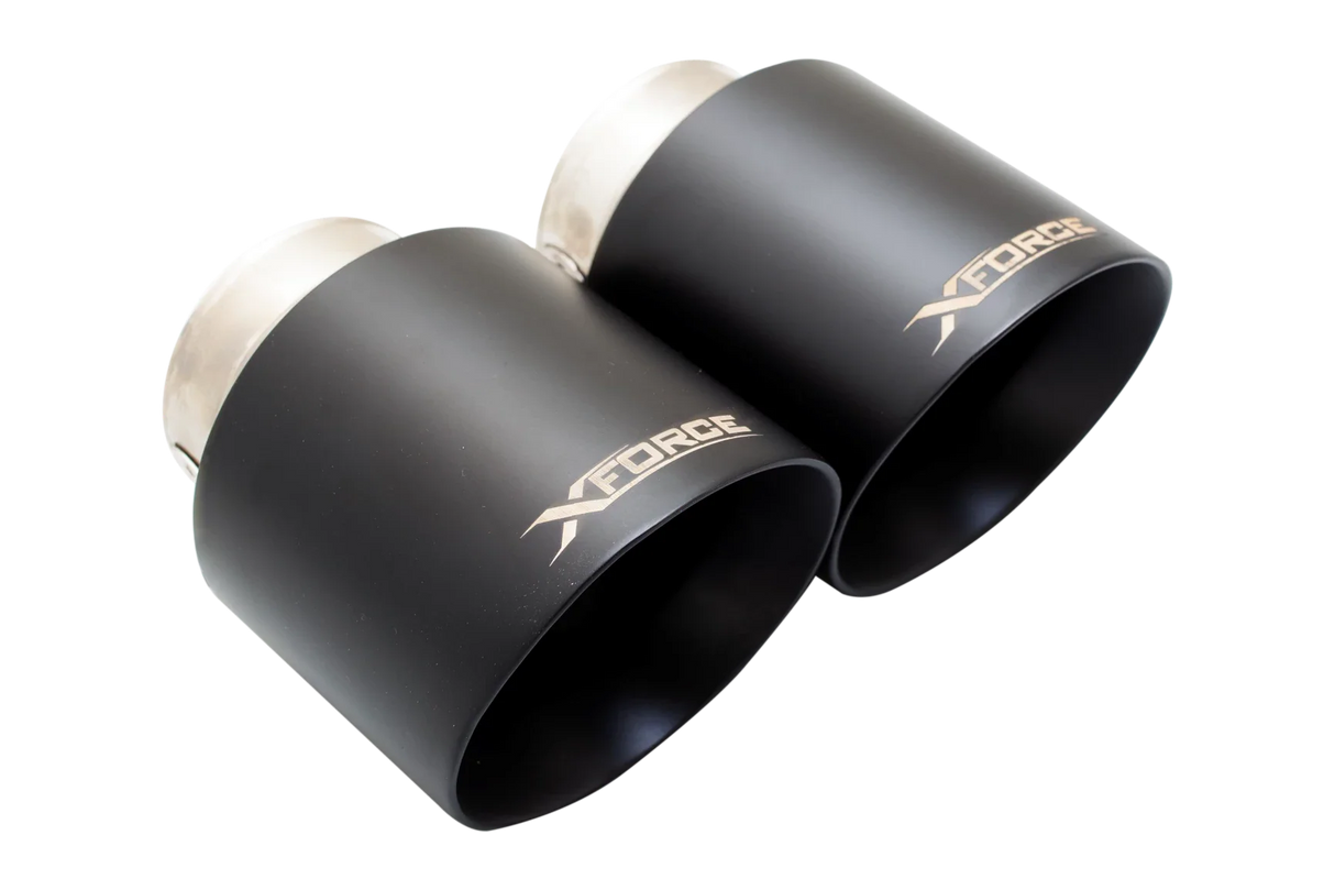 XForce | Matte Black 4" Exhaust Tips | Toyota Supra J29 A90 GR GT GTS 2019–On | ESTS20BLACKTIPS