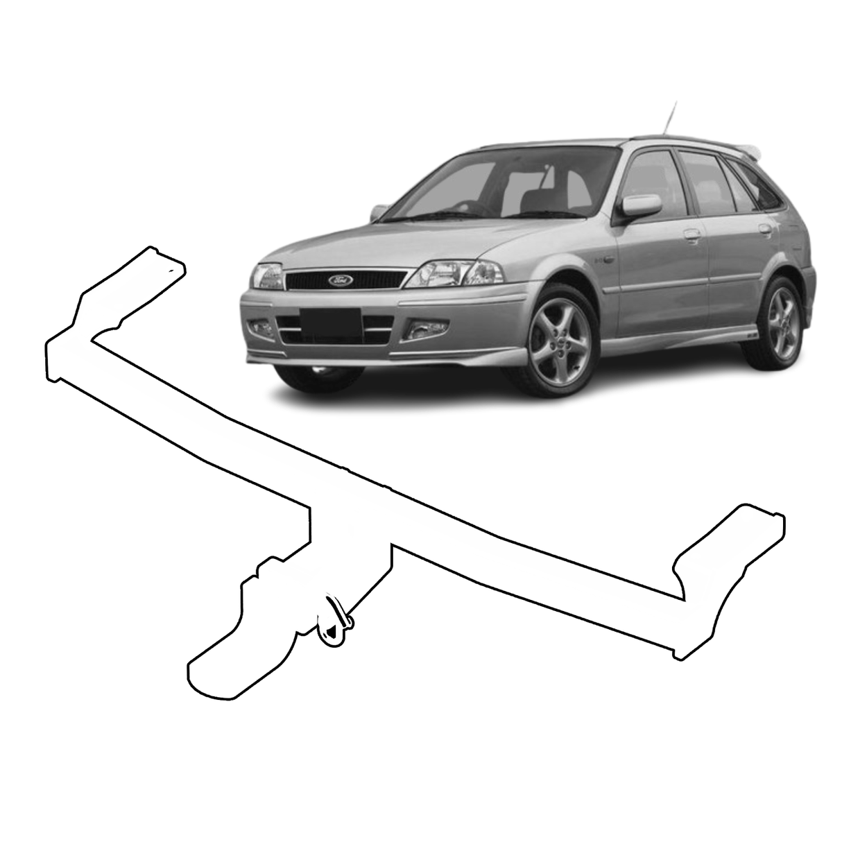 BTA | Light Duty Towbar | Ford Laser KN & Mazda 323 Astina Hatch 1998–2003 | Capacity 720kg | MAZ055