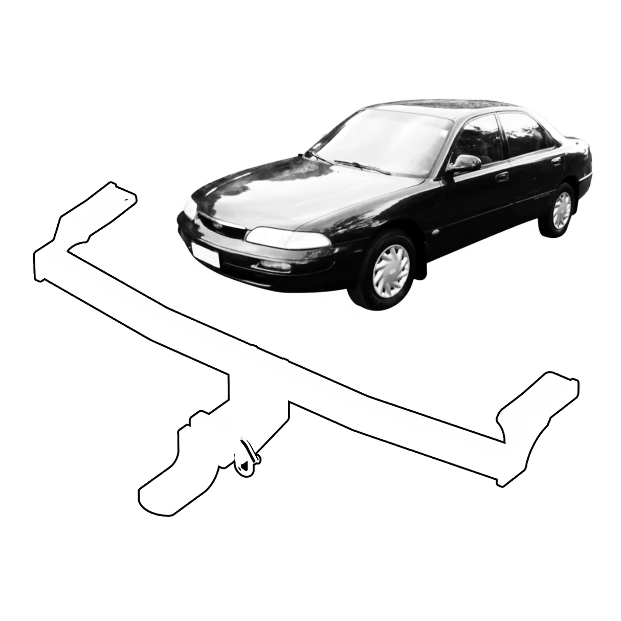 BTA | Light Duty Towbar | Ford Telstar & Mazda 626 Sedan & Hatch 1991–1997 | Capacity 950kg | MAZ049