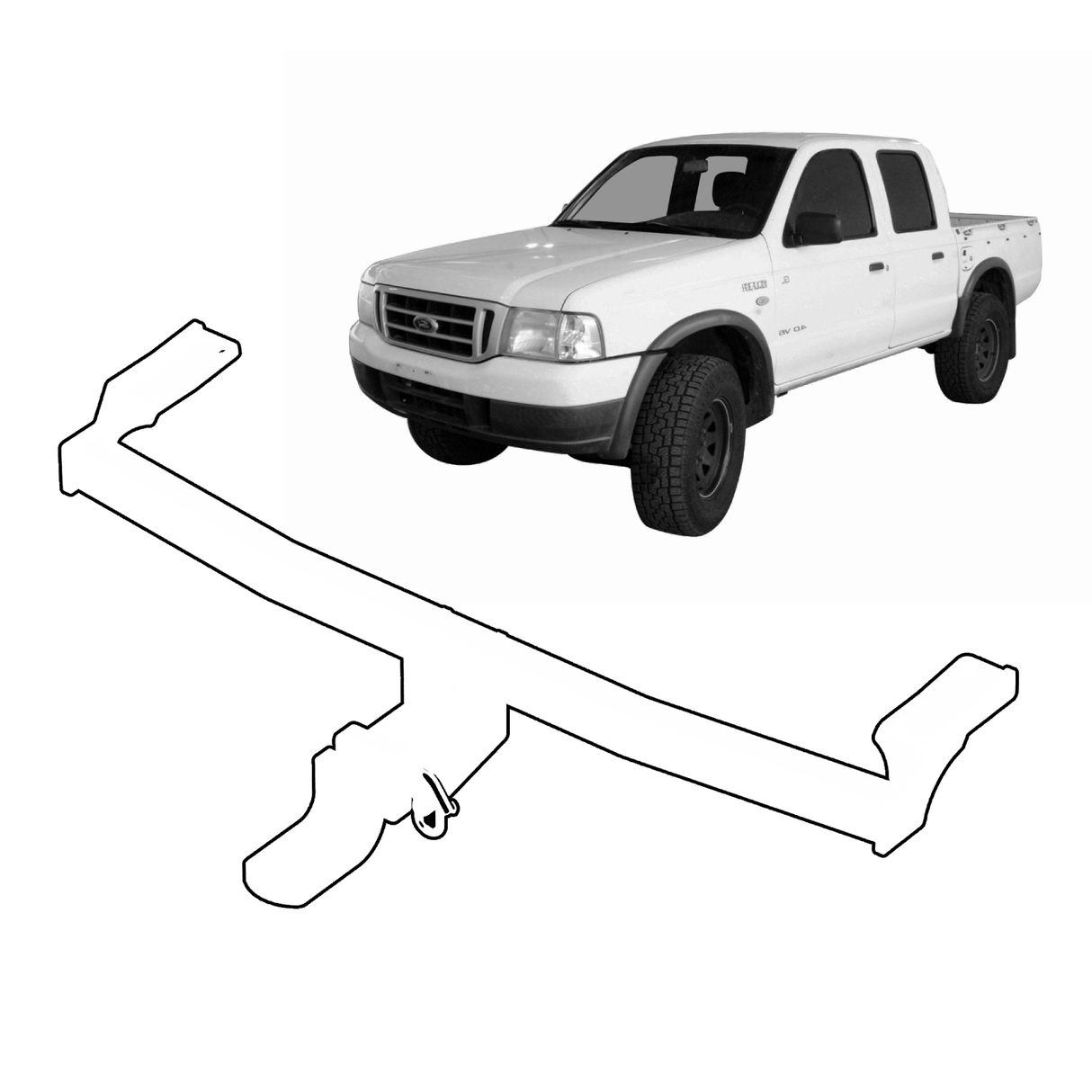 BTA | Heavy Duty Towbar | Ford Courier / Mazda Bravo B-Series 1985–1999 | Capacity 1800kg | MAZ02H