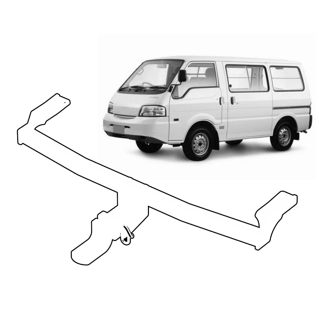 BTA | Light Duty Towbar | Ford Spectron Econovan / Mazda E-Series SWB 1984–1999 | Capacity 1000kg | MAZ043