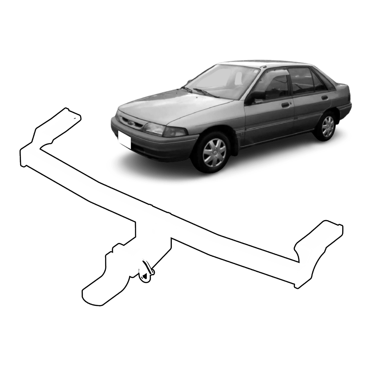 BTA | Light Duty Towbar | Ford Laser KF–KH & Mazda 323 BG 1989–1995 | Capacity 750kg | MAZ047