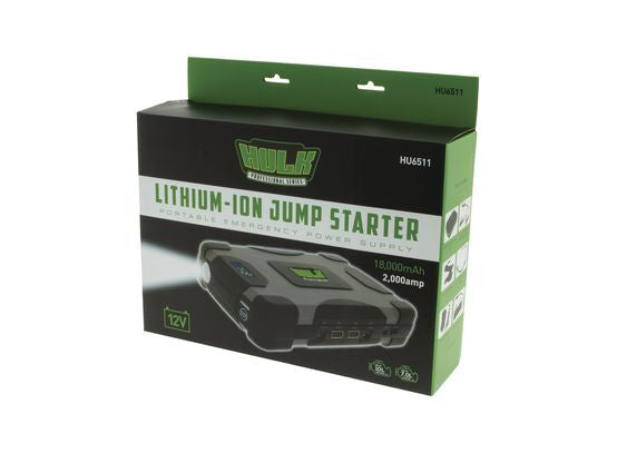 Hulk 4X4 - LITHIUM-COBALT JUMP STARTER 18,000mAh W/LED DISPLY, CARRY