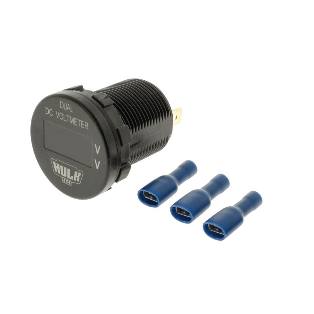 Hulk 4X4 - OLED DUAL VOLTMETER 5-60v DC 29mm DIA AMBER OLED