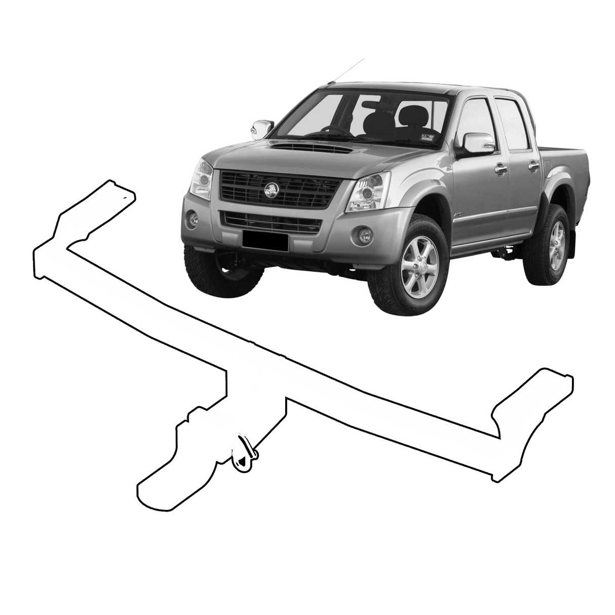 BTA | Heavy Duty Towbar | Holden Rodeo / Colorado & Isuzu D-Max Tray 2003–2012 | Capacity 3000kg | HOL017H