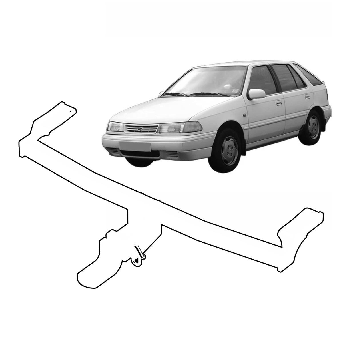 BTA | Light Duty Towbar | Hyundai Excel Sedan Hatch 1990–1994 | Capacity 600kg | HYU04