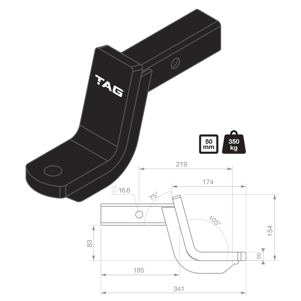TAG | Heavy Duty Tow Ball Mount | Toyota Landcruiser 200 Series 2007–2021 | L4171