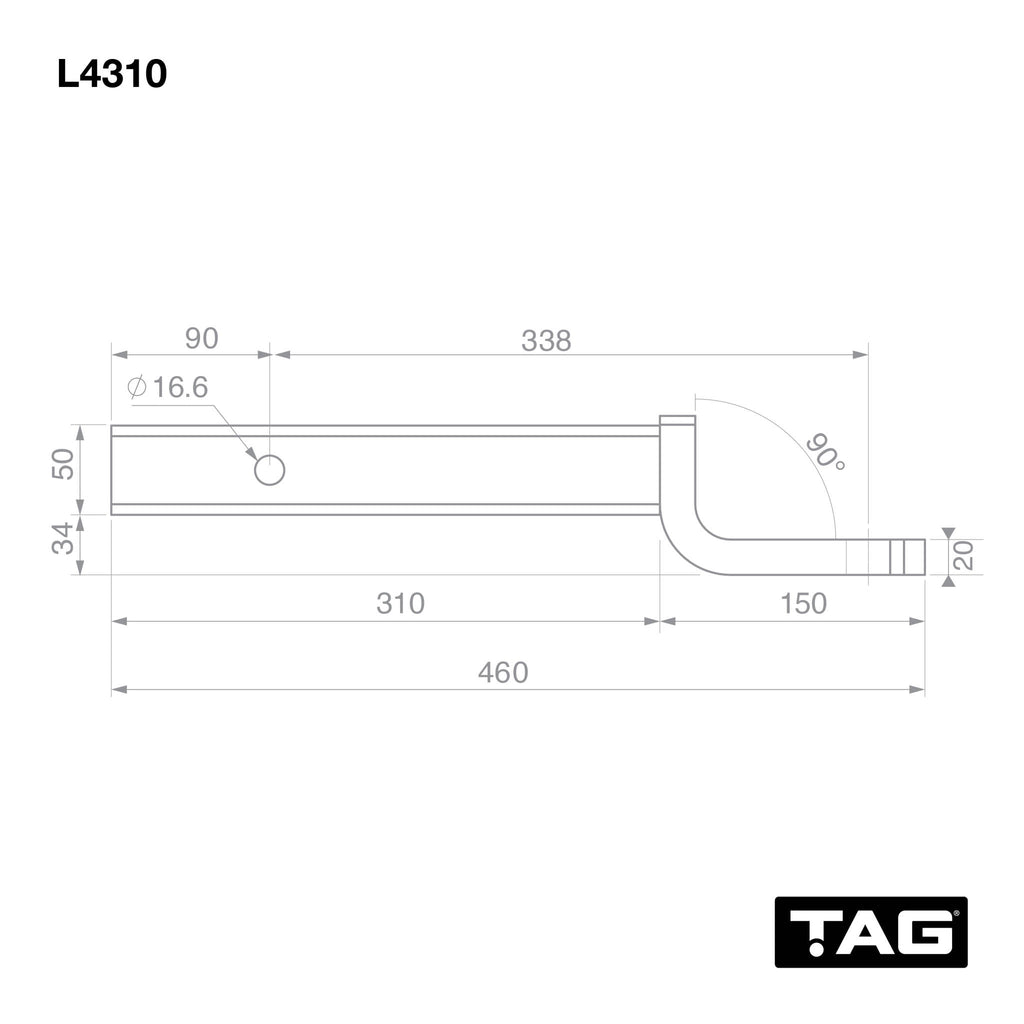TAG | Heavy Duty Tow Ball Mount | 338mm Extra Long 40mm Drop 50mm Square Hitch | L4310