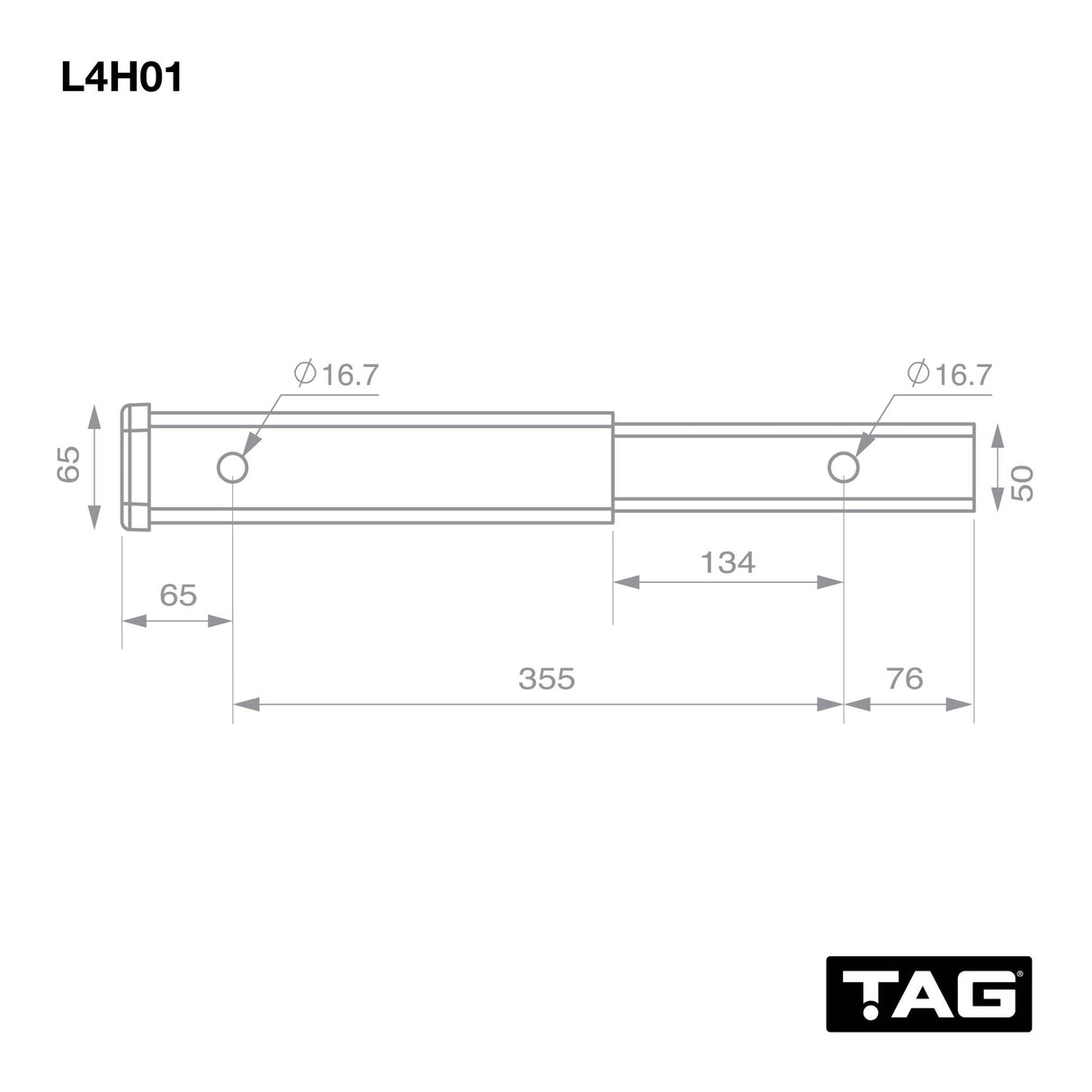 TAG | Hitch Extender 356mm Long | 50mm Square Hitch Bike Rack Use Only | L4H01