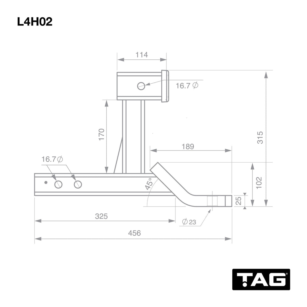 TAG | Dual Use Tow Ball Mount | 50mm Square Heavy Duty 2700kg | L4H02