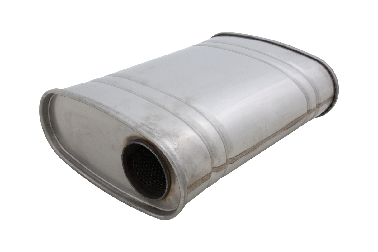 XForce | 2.5" Offset-Centre Performance Muffler | 4"x8"x14" Raw 409 Stainless Steel | VX08-1463(409)