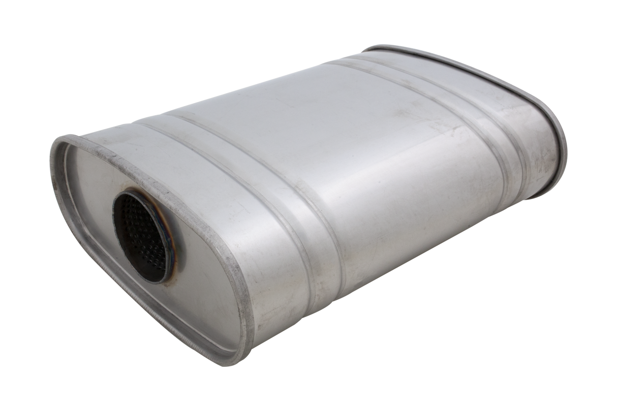 XForce | 2.5" Offset-Centre Performance Muffler | 4"x8"x14" Raw 409 Stainless Steel | VX08-1463(409)
