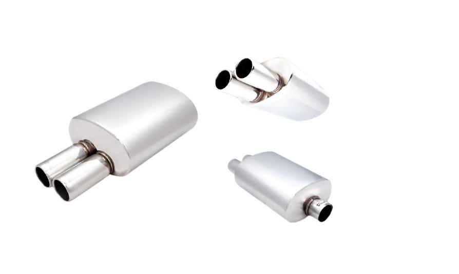 XForce | Universal Twin 3" Straight-Cut Tip Muffler | 3" Flanged Inlet | 304 Stainless | MF-MP11-3