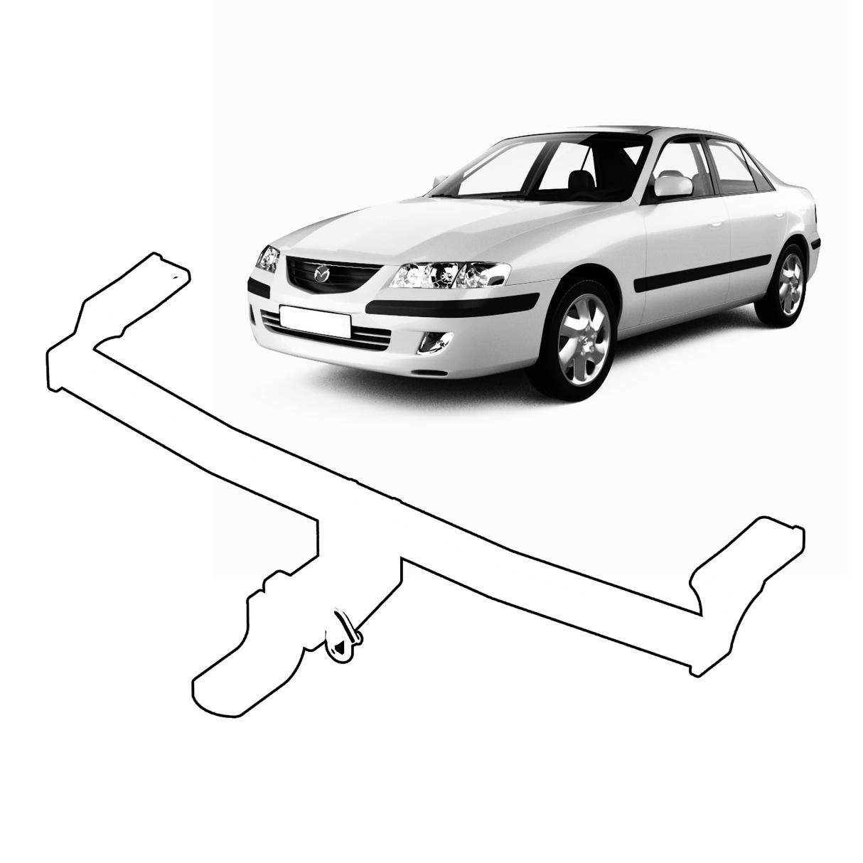 BTA | Light Duty Towbar | Mazda 626 Hatch & Sedan 1997–2002 | Capacity 950kg | MAZ053