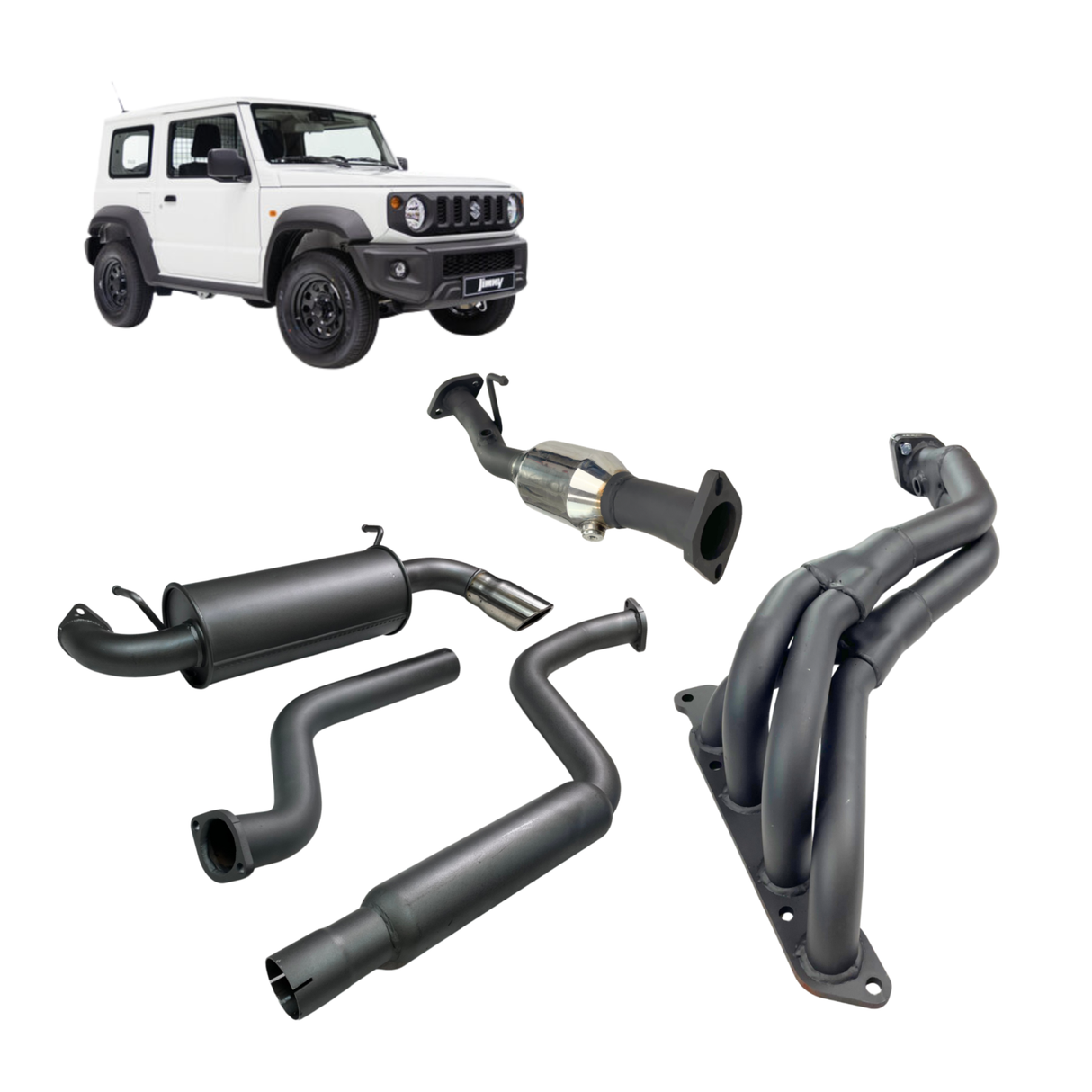 Redback 4x4 - Suzuki Jimny (2018 - On) 3-Door Exhaust System with Headers and Highflow CAT