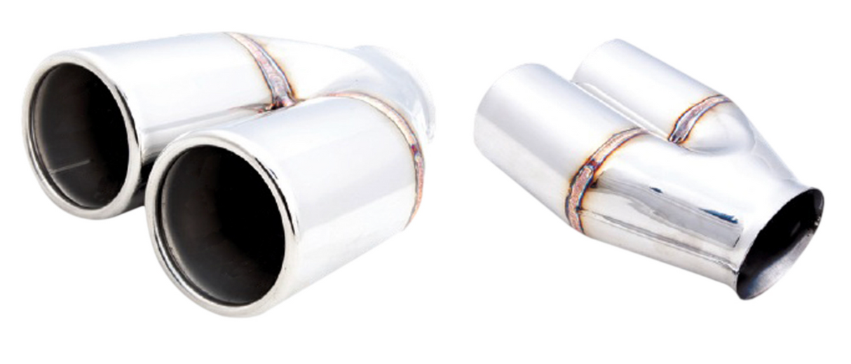 XForce | Twin 3" Double Wall Straight Cut Resonated Exhaust Tip | 2.5" Inlet | TY15-63