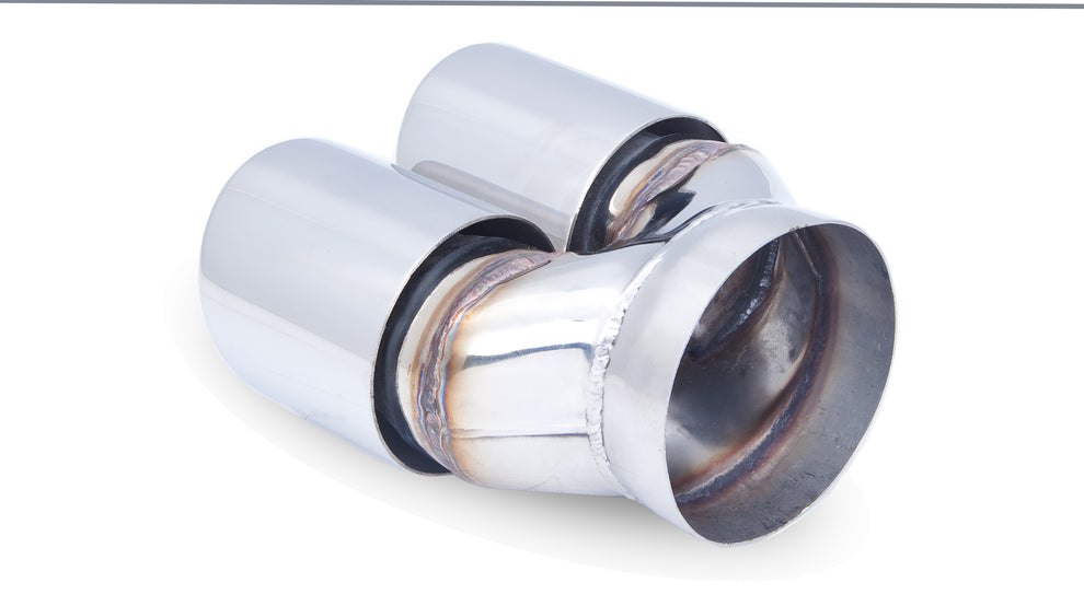 XForce | Twin 3.5" Round Angle-Cut Exhaust Tips | Double Wall 304 Stainless Steel | TY-AW35-63