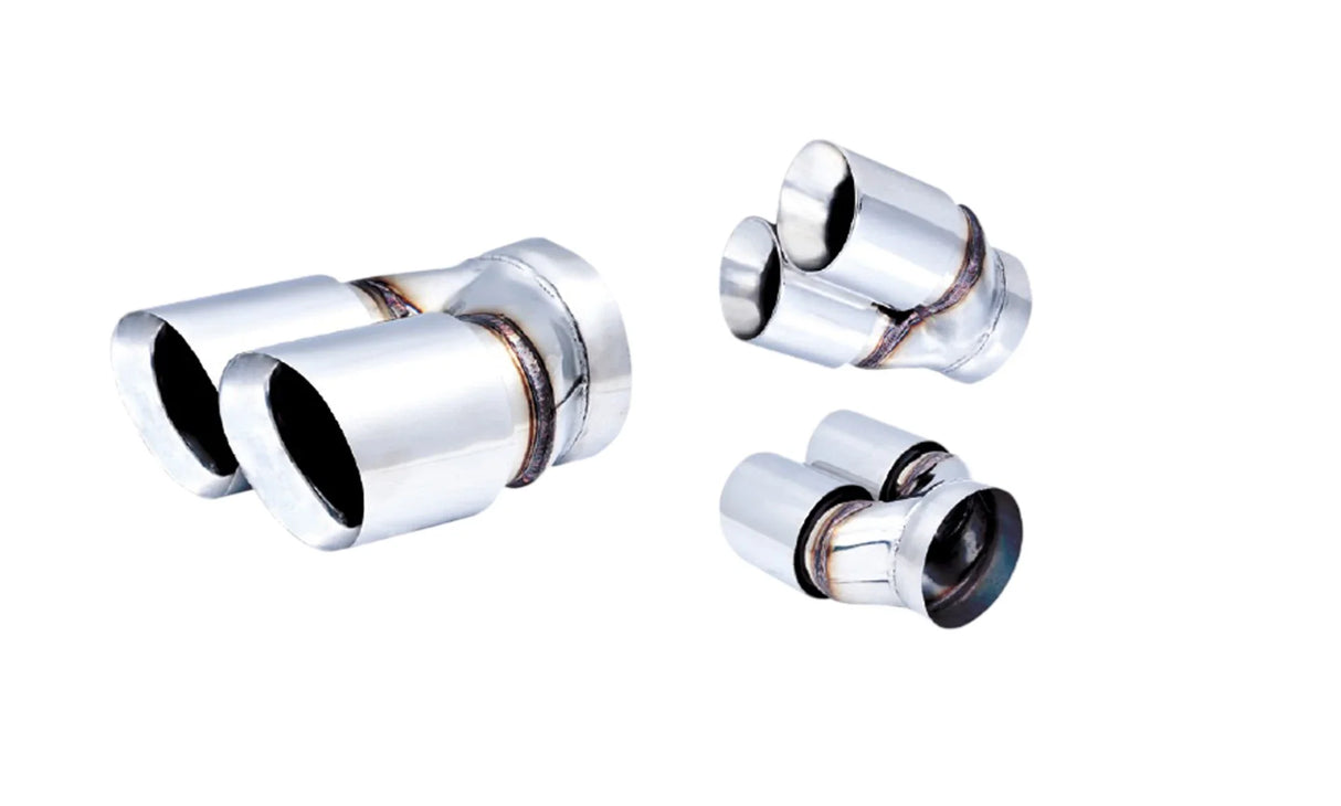 XForce | Twin 3.5" Round Angle-Cut Exhaust Tips | Double Wall 304 Stainless Steel | TY-AW35-63