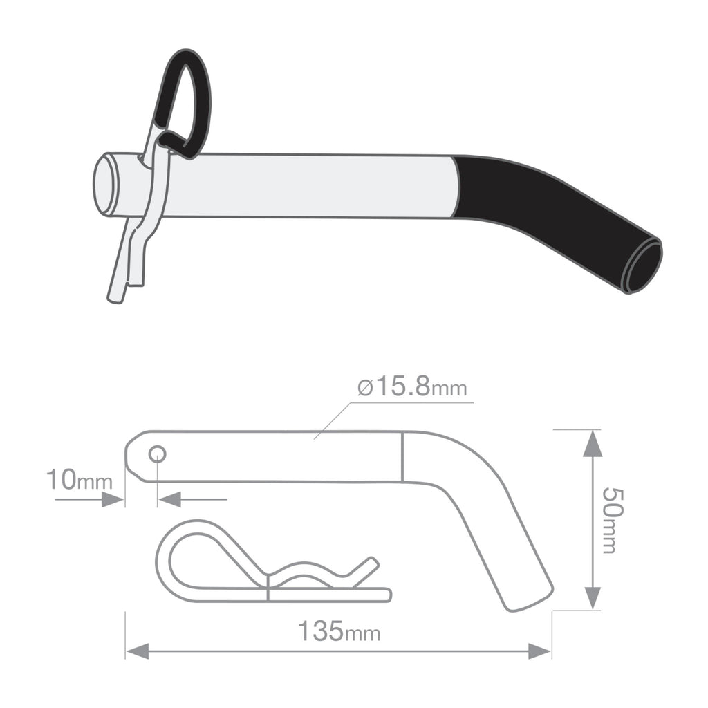 TAG | Hitch Pin & R-Clip Easy Grip | 15.8mm 5/8" Zinc Plated Steel | UNT001BT