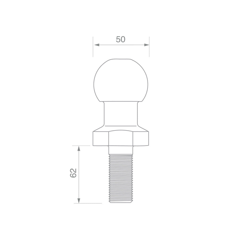 TAG | Chrome Tow Ball | 50mm 3.5 Tonne 7/8" Shank | UNT010