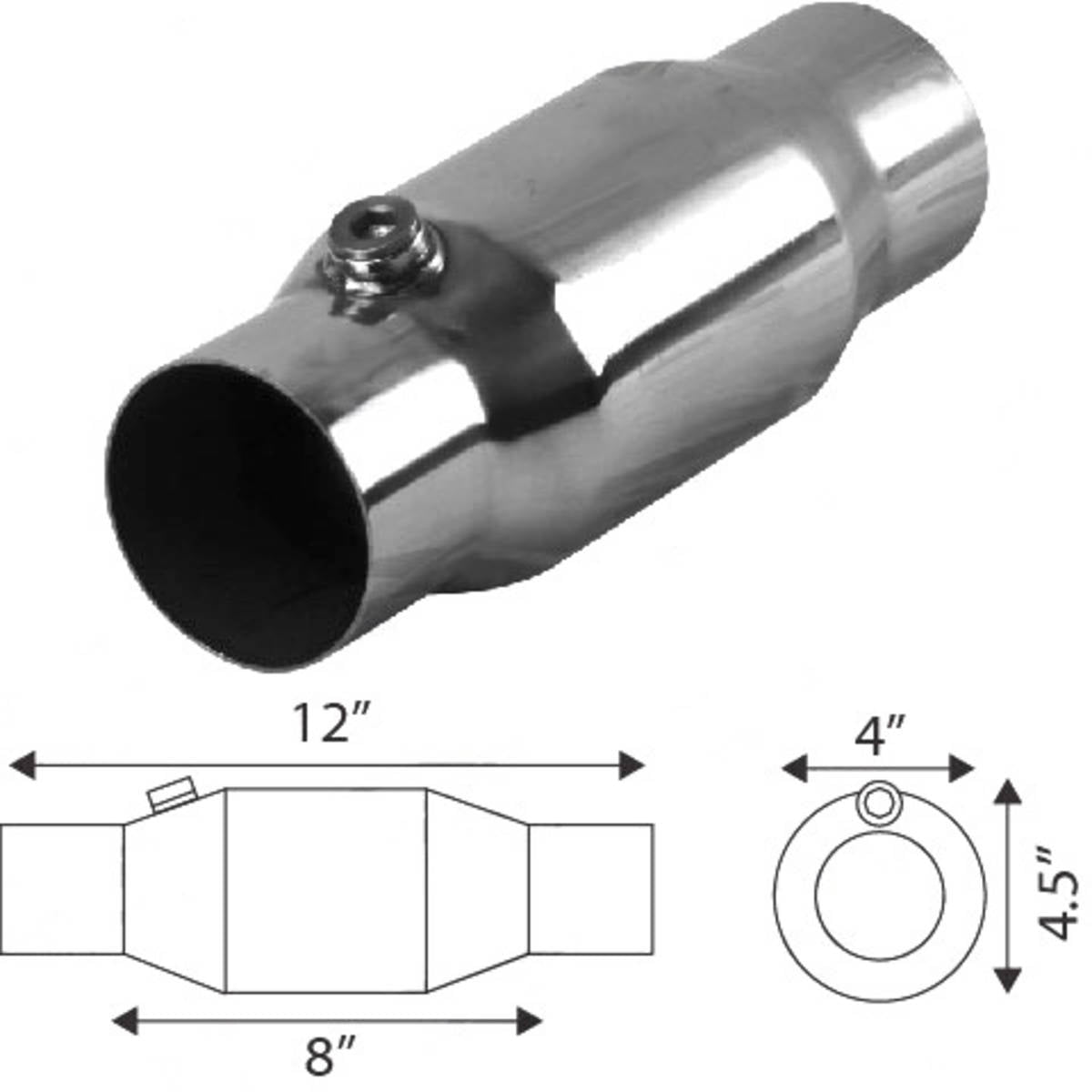 Redback - 3" Diesel Specific High Flow Catalytic Converter Centre/Centre Small Body Round Aluminised