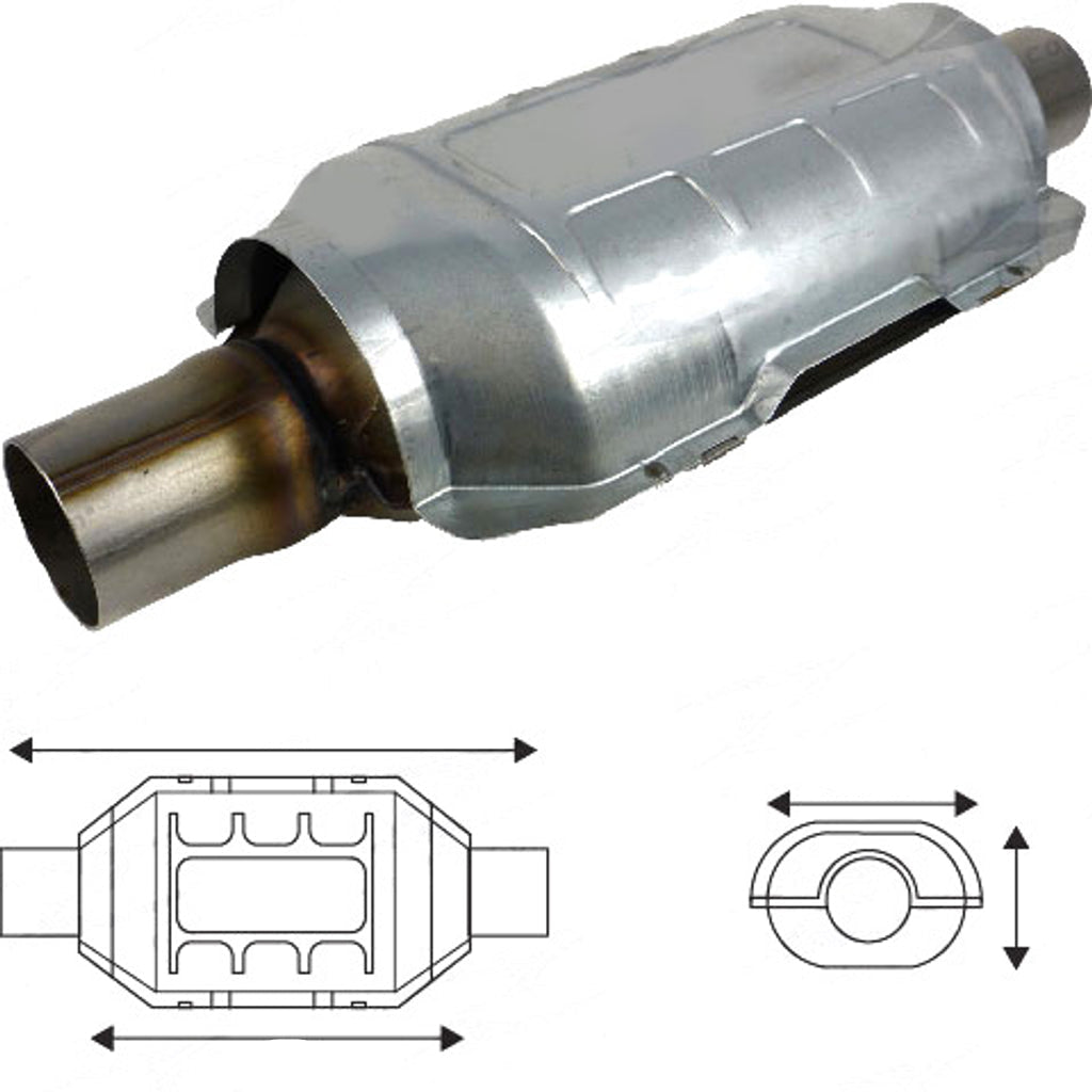 Redback - 1.75" Euro II Catalytic Converter O/O Oval Ceramic CPSI 400 Standard Body