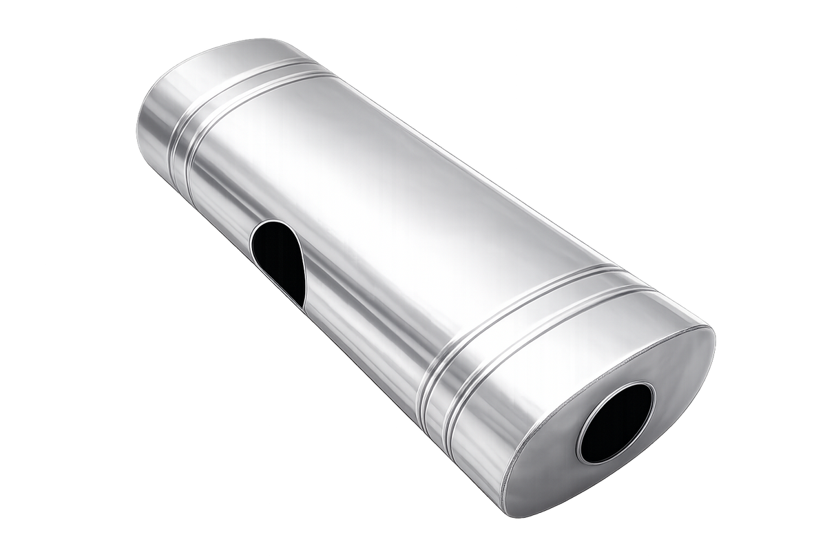 XForce | 304SS Oval East-West Muffler 24" | 2.5" Inlet to Dual 2.25" Outlet | Brushed Finish | VX9E-2425225