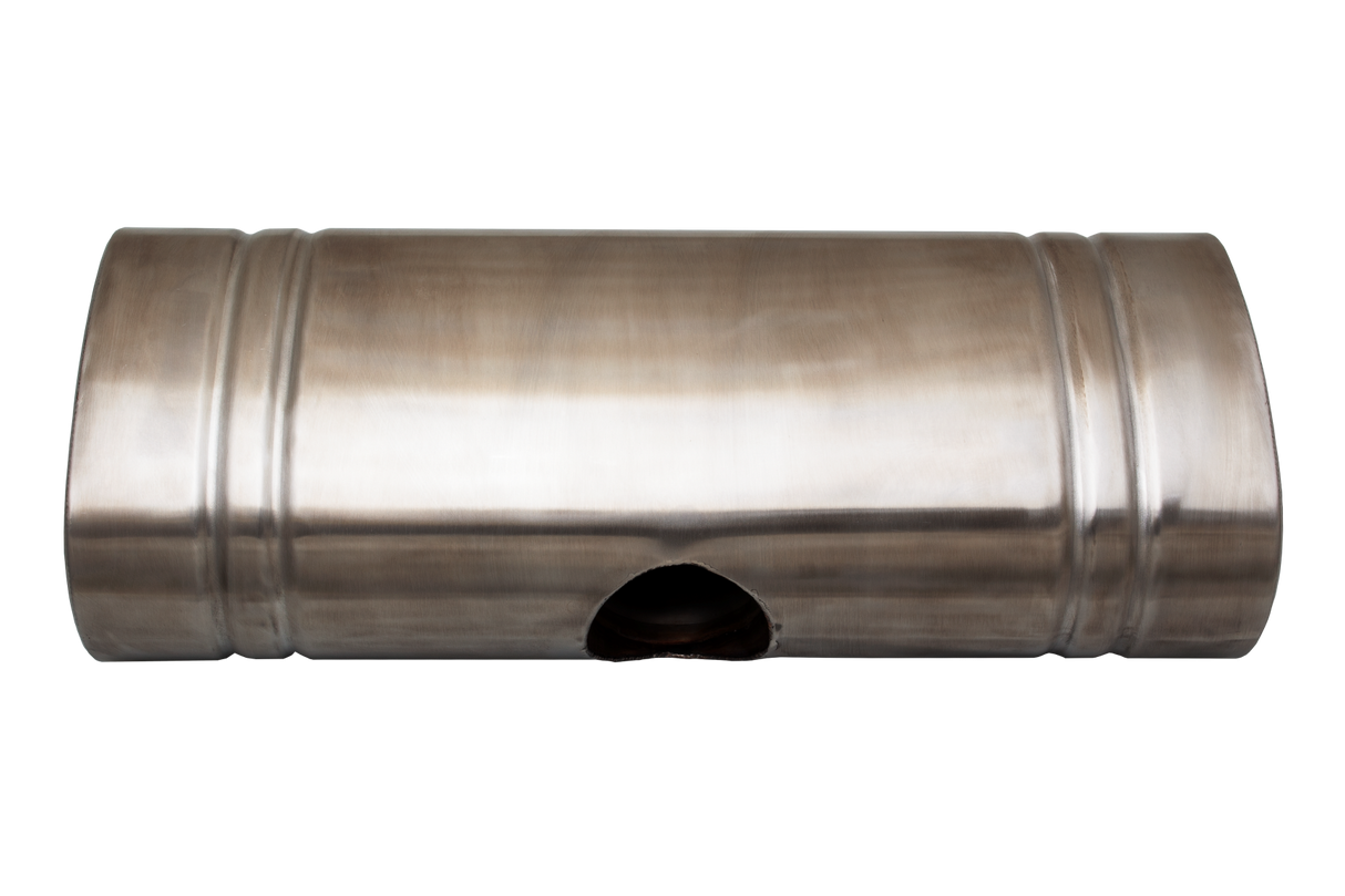 XForce | 409SS Oval East-West Muffler 20" | 3" Inlet to Dual 2.5" Outlet | Brushed Finish | VX9E4-20325