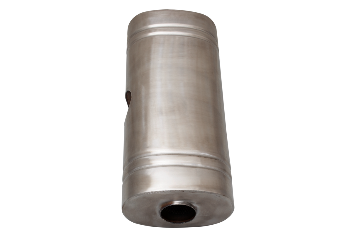 XForce | Universal East-West Muffler 2.25" Inlet Dual 2" Outlets | Brushed 409 Stainless | VX9E4-202252